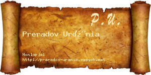 Preradov Uránia névjegykártya